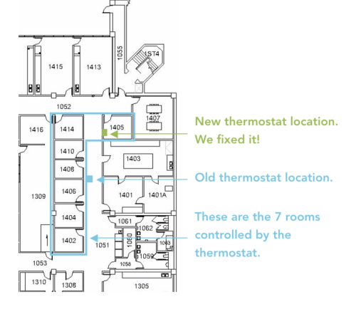 Office Layout with Thermostat Moved