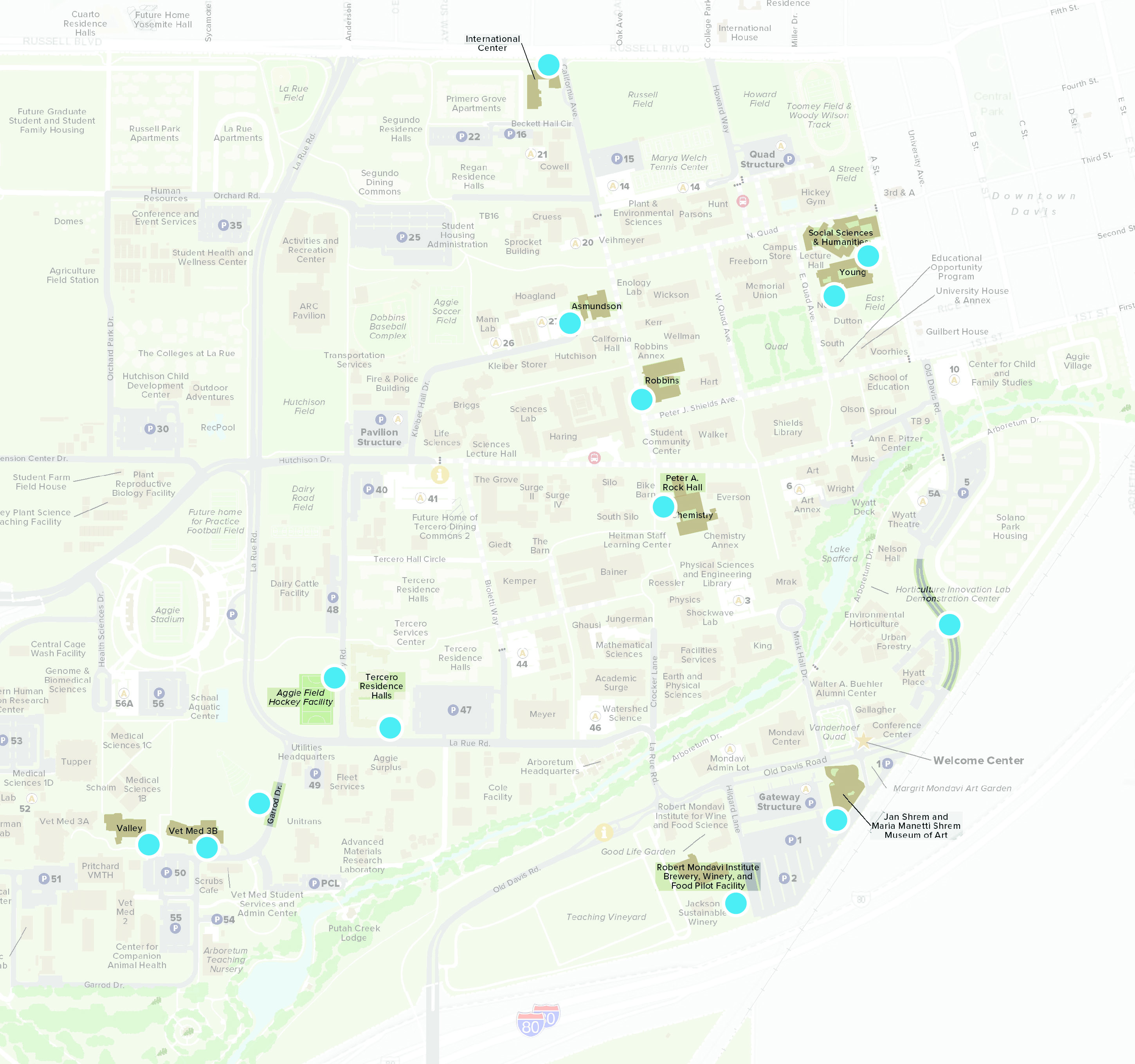Campus Map of recently completed stormwater infrastructure projects