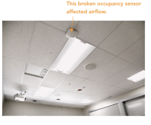 An image of a broken occupancy sensor