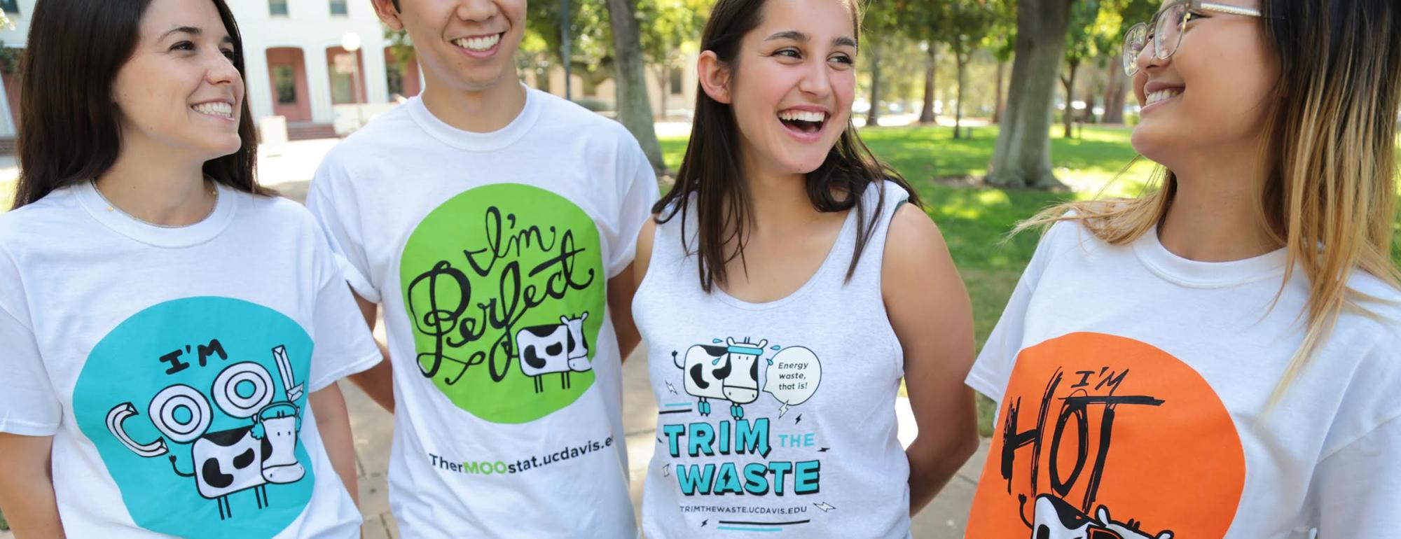 students wearing TherMOOstat t-shirts featuring Joules the Cow
