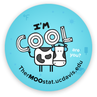 Example of an I'm Cool sticker with Joules the Cow